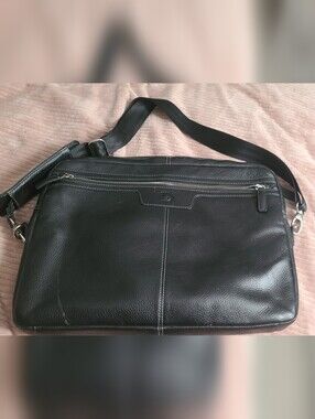 DANIER Black Leather Men's Messenger Bag